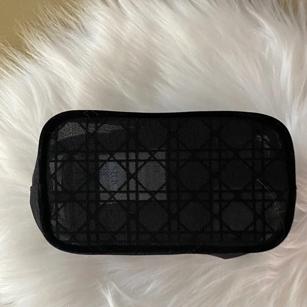 Dior Trousse Black Mesh cosmetics pouch  new 6.5”L x 3.5” H x 3.25”D - Picture 5 of 6